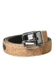 Gold Glitter Leather Silver Metal Buckle Belt sold by Louxly