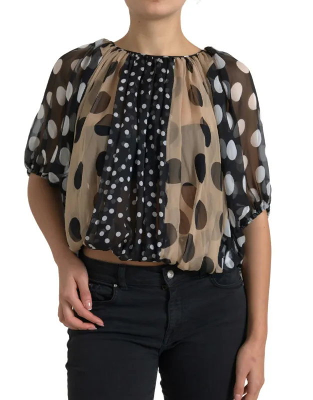 Elegant Polka Dot Silk Blouse sold by Louxly