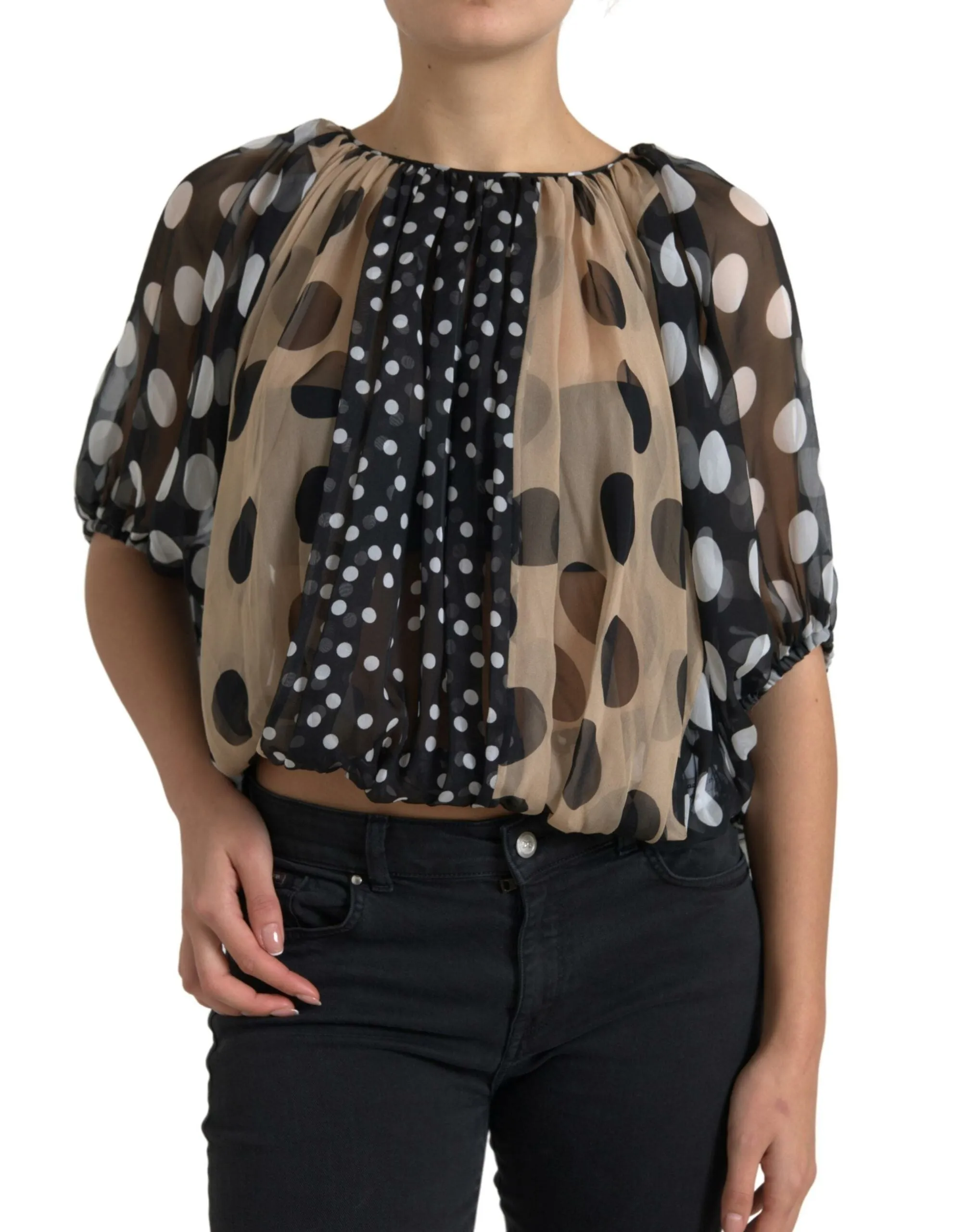 Elegant Polka Dot Silk Blouse sold by Louxly