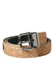 Gold Glitter Leather Silver Metal Buckle Belt sold by Louxly