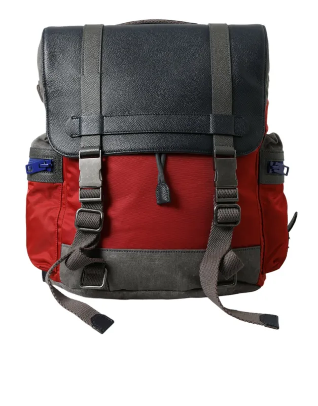 Chic Red & Gray Designer Backpack sold by Louxly