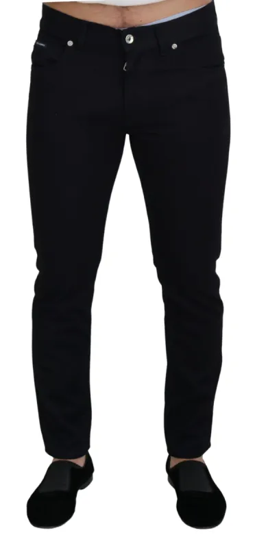 Elegant Black Silk Blend Denim Pants sold by Louxly