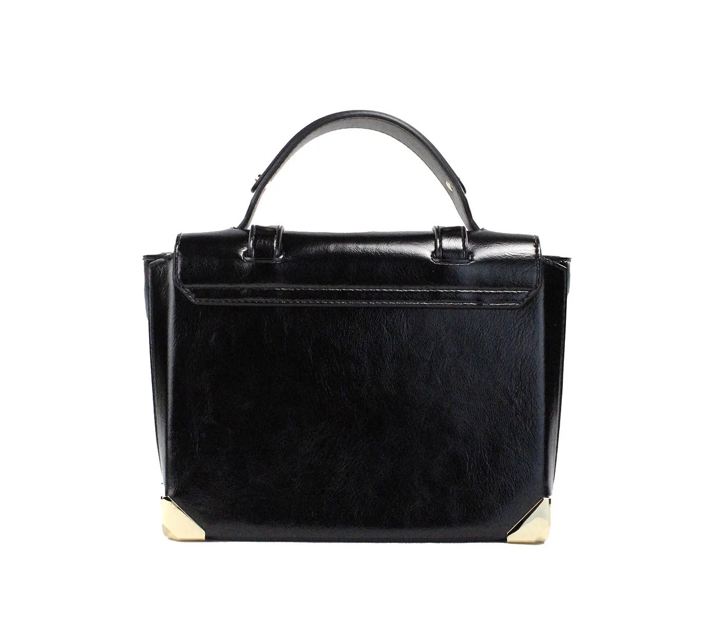Manhattan Medium Slick Black Leather Top Handle School Satchel Bag sold by Louxly product image thumbnail 2