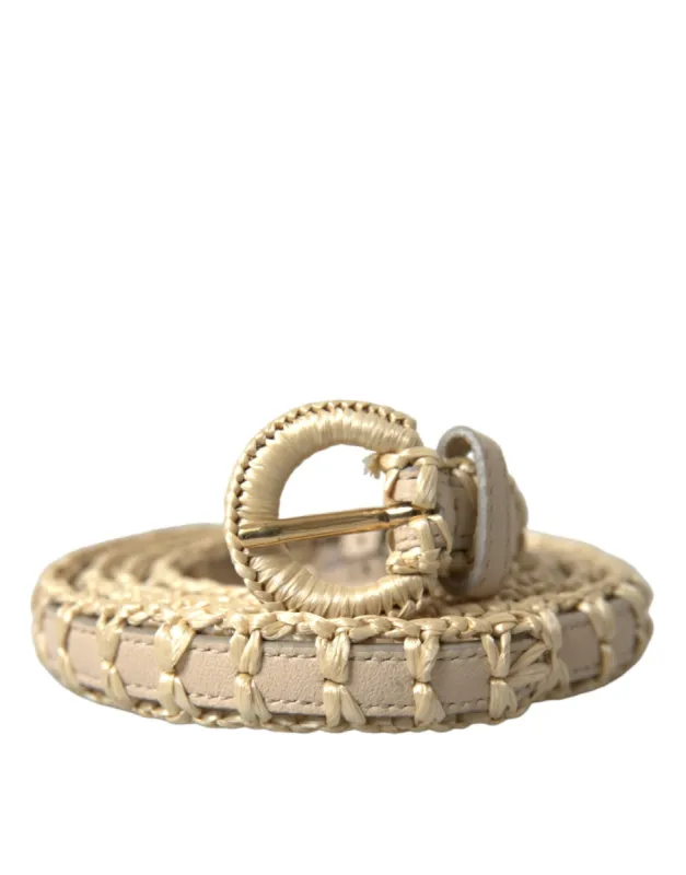 Elegant Beige Leather Waist Belt sold by Louxly