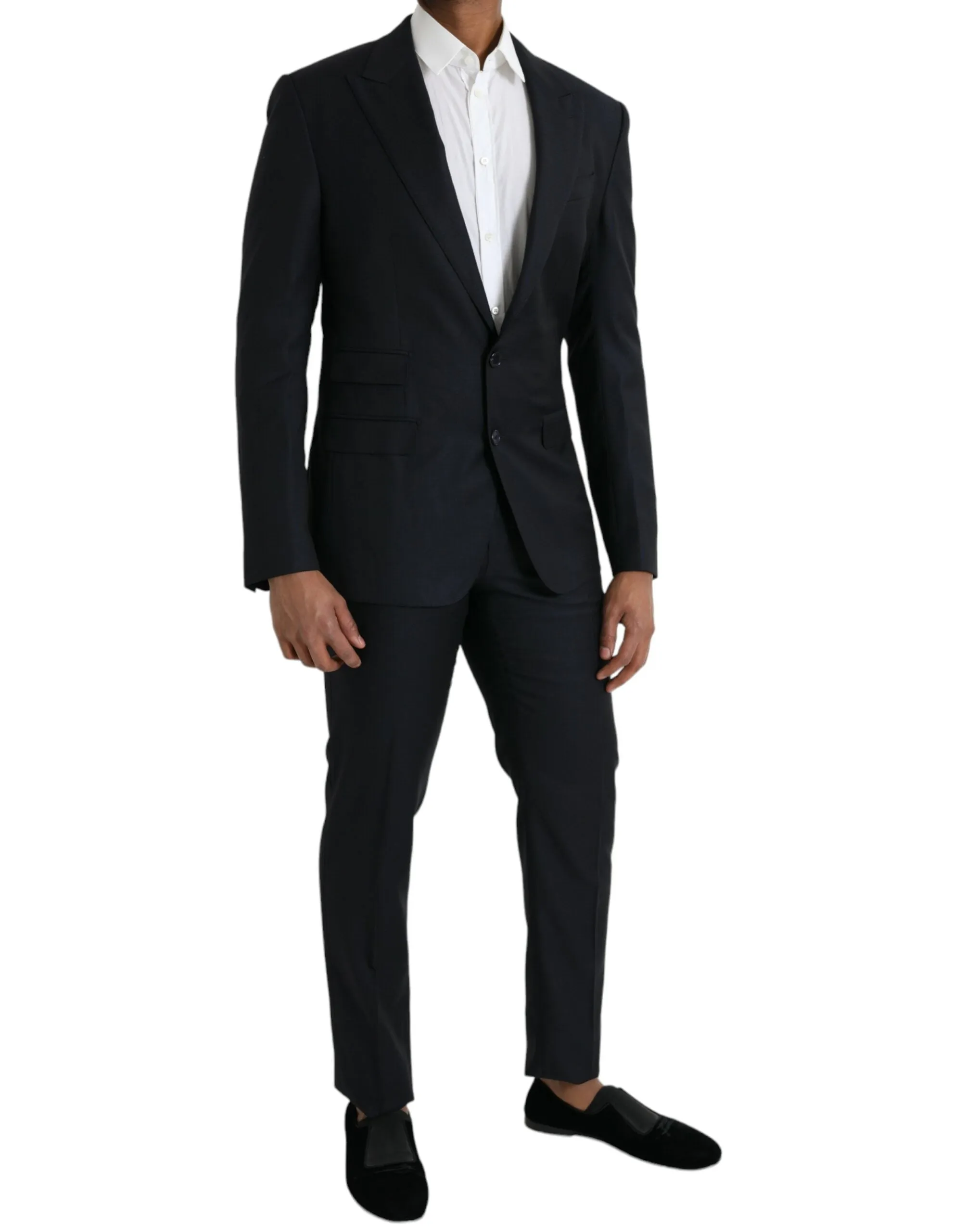 Dark Blue Wool NAPOLI Formal 2 Piece Suit sold by Louxly product image thumbnail 2