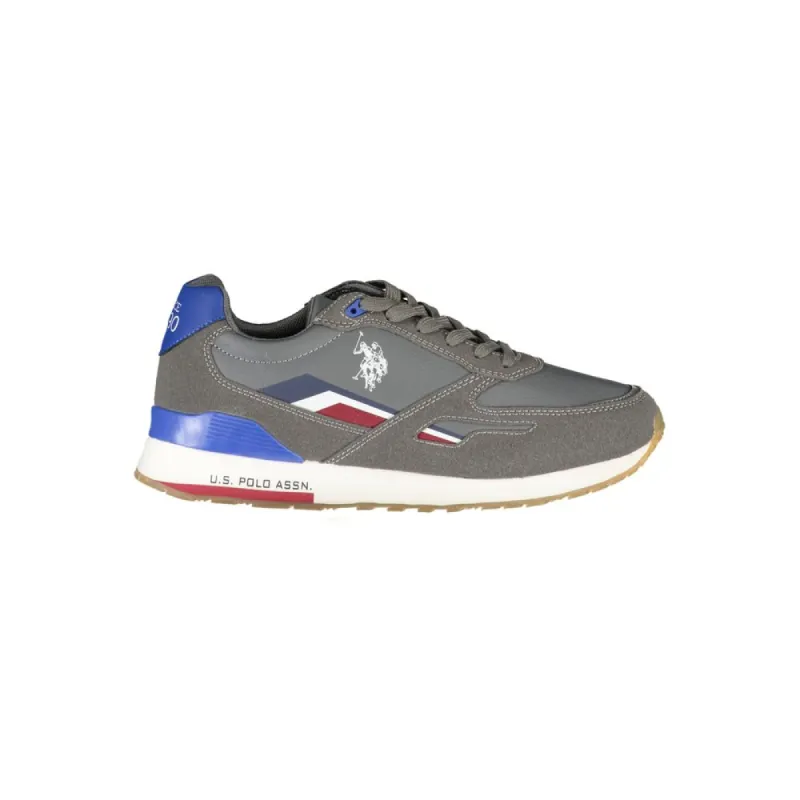Grey Lace-Up Sports Sneakers with Contrast Details sold by Louxly