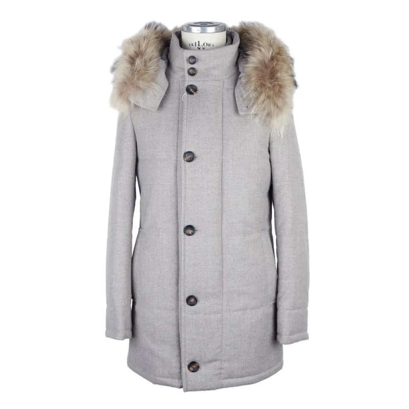Italian Wool-Cashmere Blend Gray Jacket sold by Louxly