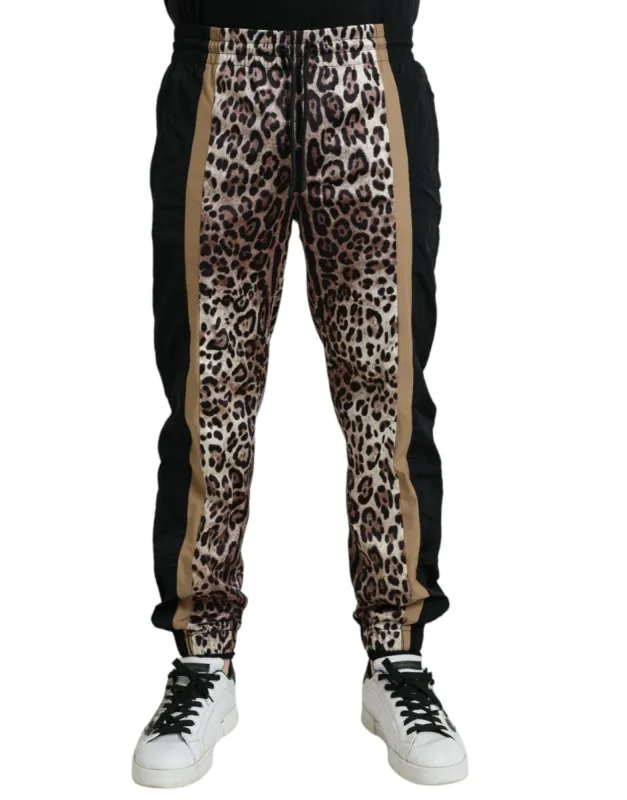 Brown Leopard Print Polyester Jogger Pants sold by Louxly