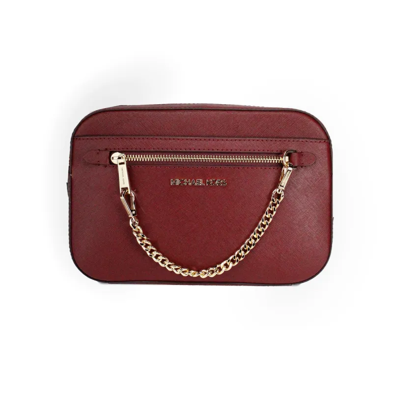 Jet Set East West Large Dark Cherry Leather Zip Chain Crossbody Bag sold by Louxly