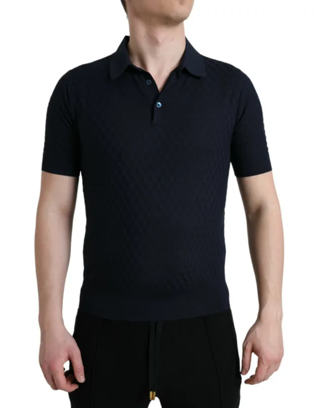 Dark Blue Collared Short Sleeve Polo T-shirt sold by Louxly