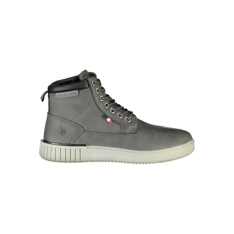 Chic Gray Ankle Boots with Contrasting Details sold by Louxly