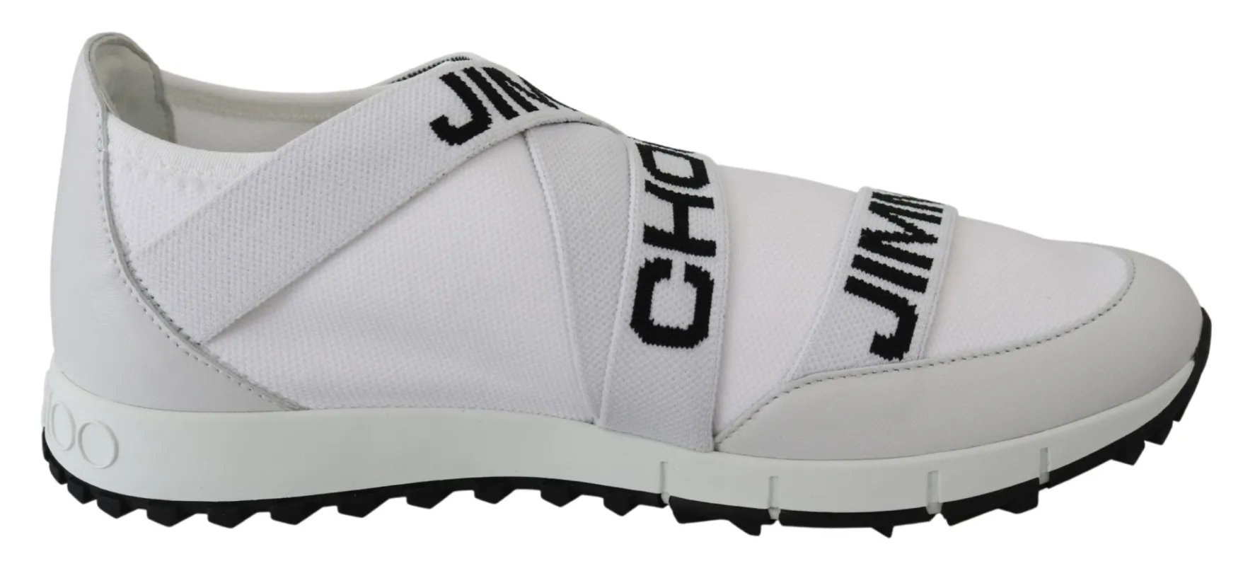 Chic White and Blue Nappa Knit Sneakers made by Jimmy Choo