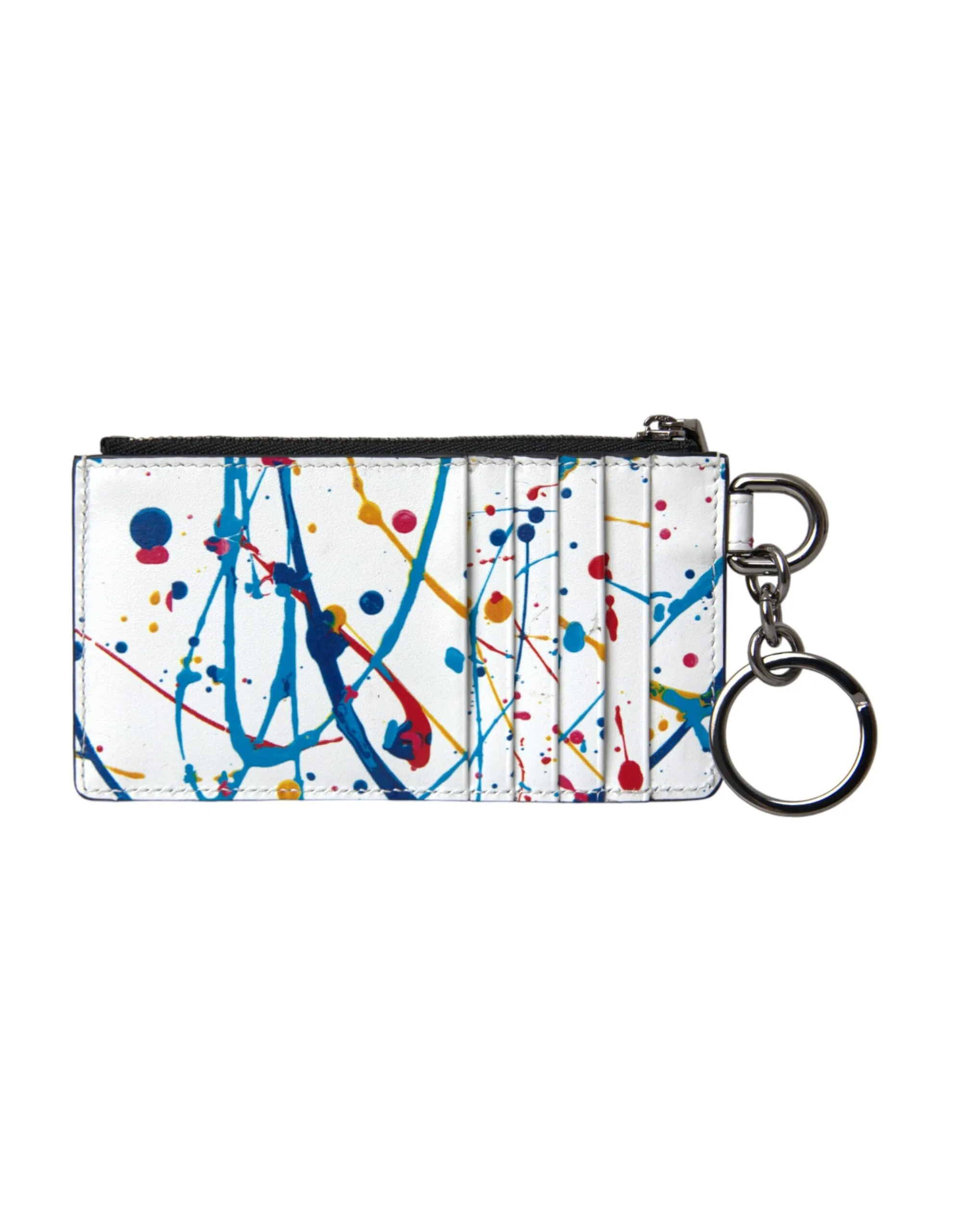 White Leather Zip Logo Keyring Cardholder Purse Wallet sold by Louxly product image thumbnail 3