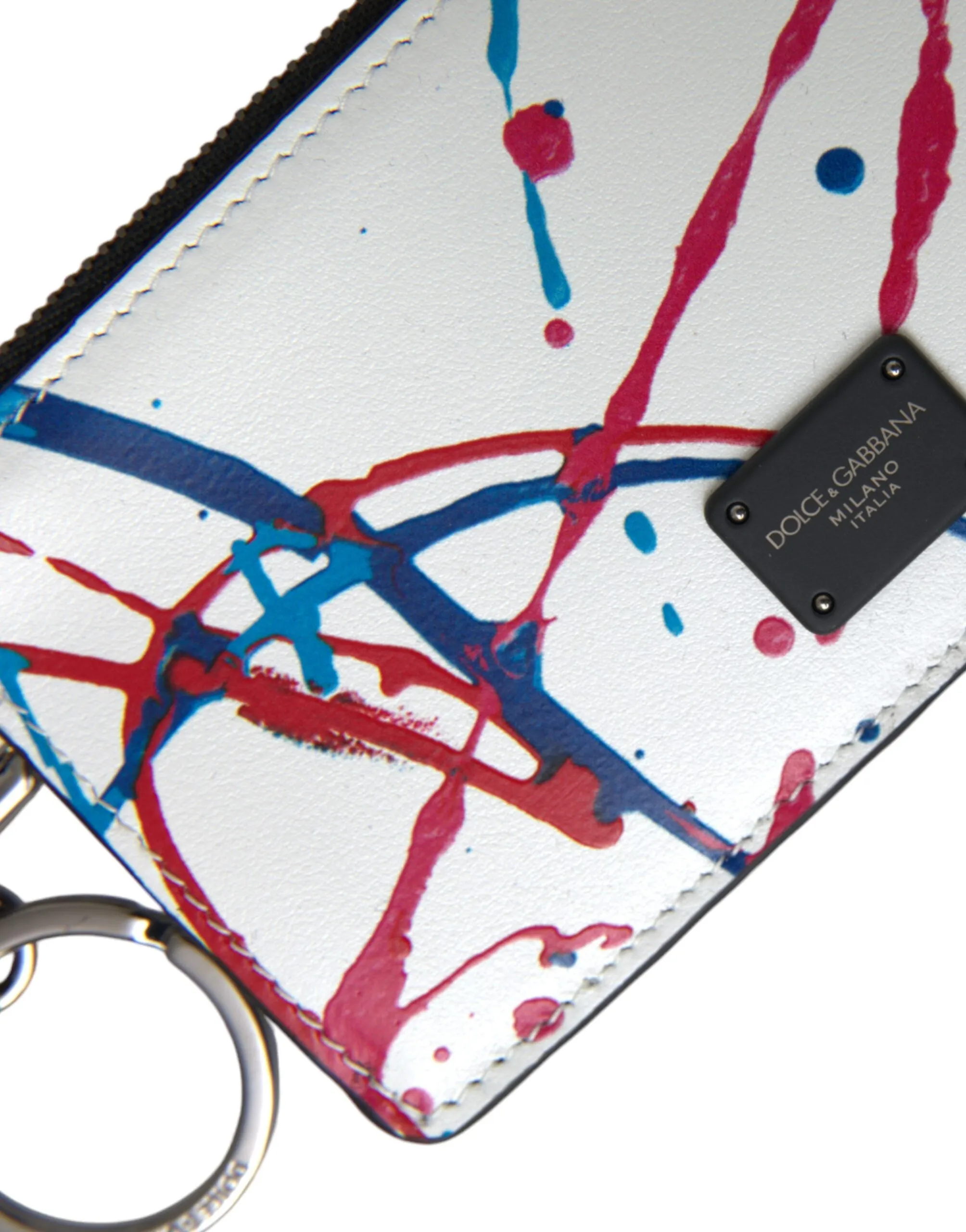 White Leather Zip Logo Keyring Cardholder Purse Wallet sold by Louxly product image thumbnail 5