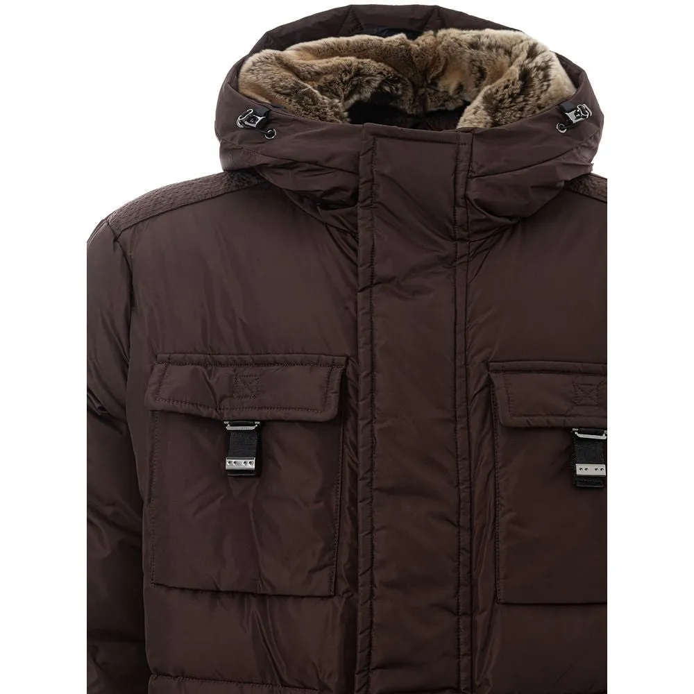 Sophisticated Brown Polyamide Jacket for Men sold by Louxly product image thumbnail 3