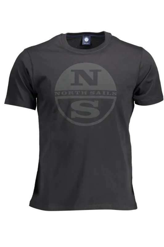 Sleek Black Cotton Tee with Iconic Print made by North Sails