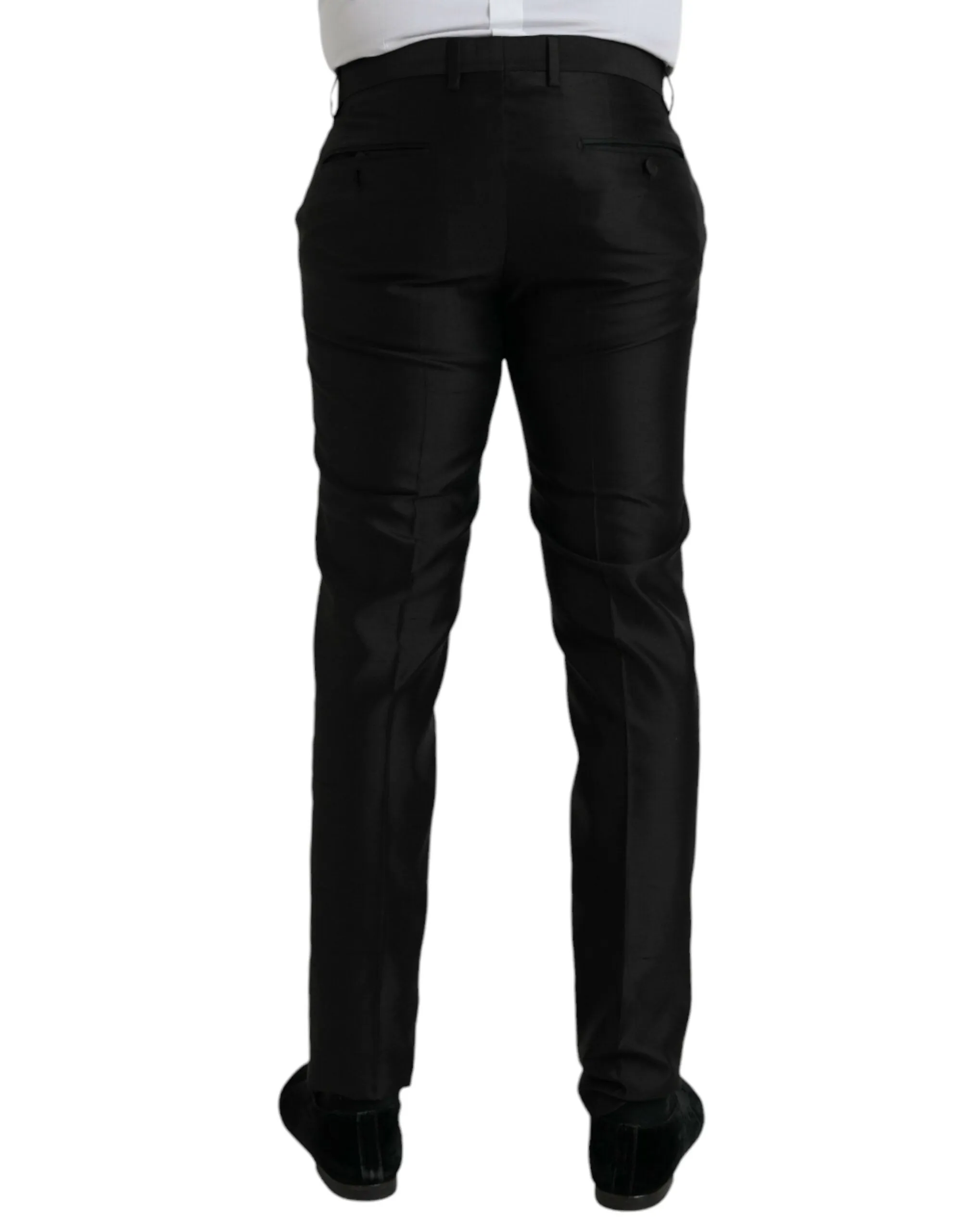 Black Silk SlimFit Dress Formal Pants sold by Louxly product image thumbnail 3