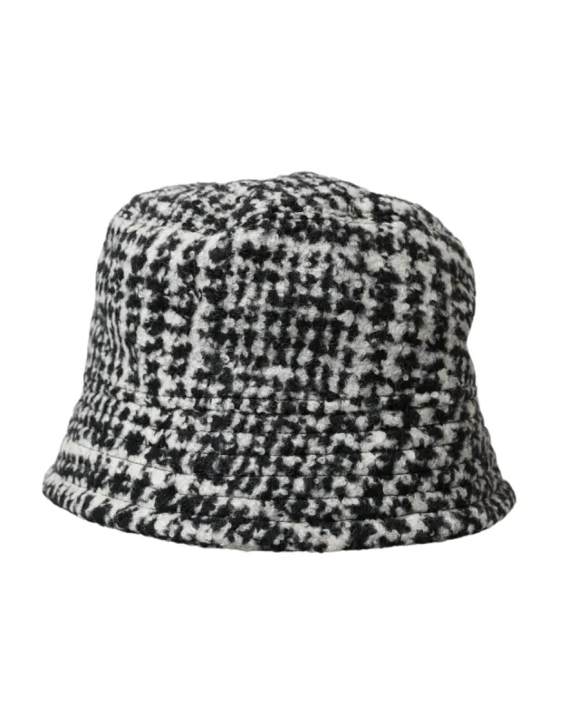 Black White Tweed Wool Bucket Hat Men sold by Louxly