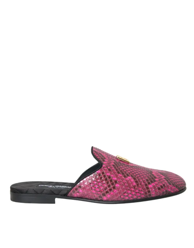 Fuchsia Python Logo Mule Flat Sandals Shoes sold by Louxly