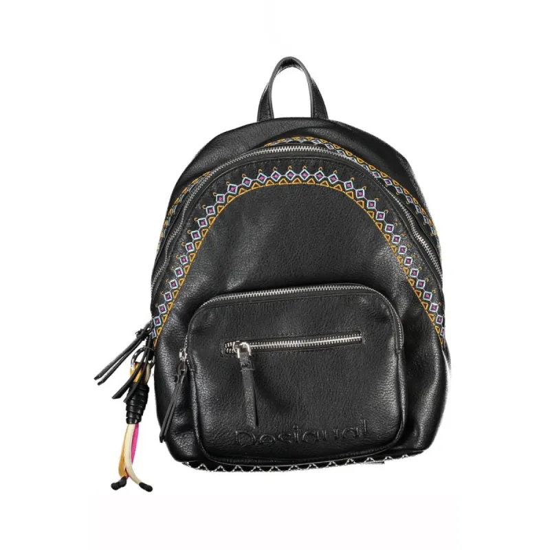 Chic Black Contrast Detail Backpack sold by Louxly
