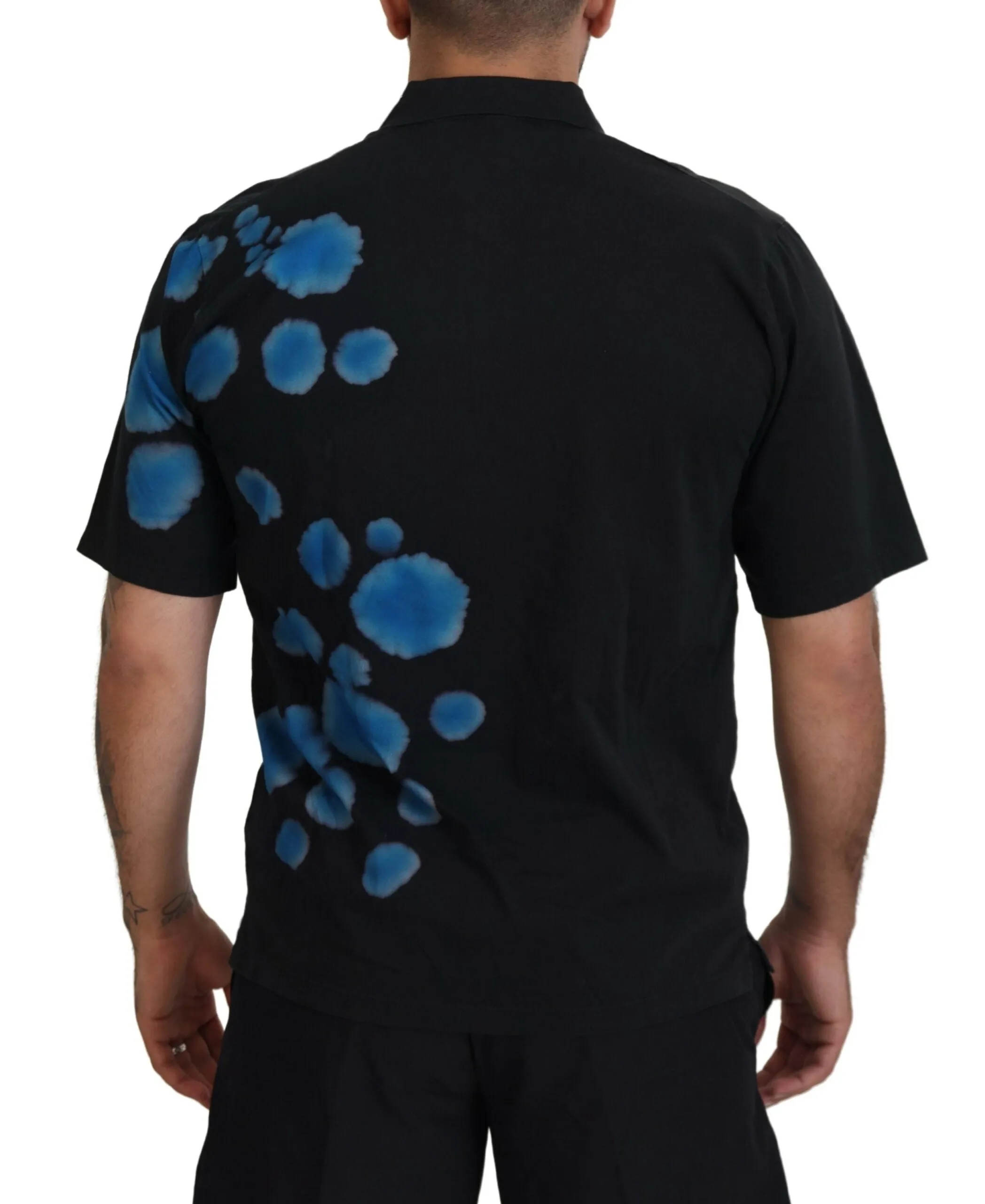 Black Cotton Short Sleeves Collared T-shirt sold by Louxly product image thumbnail 3