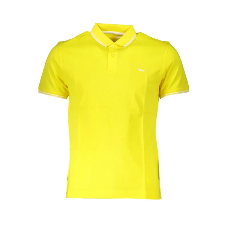Elegant Yellow Cotton Polo with Contrast Details sold by Louxly