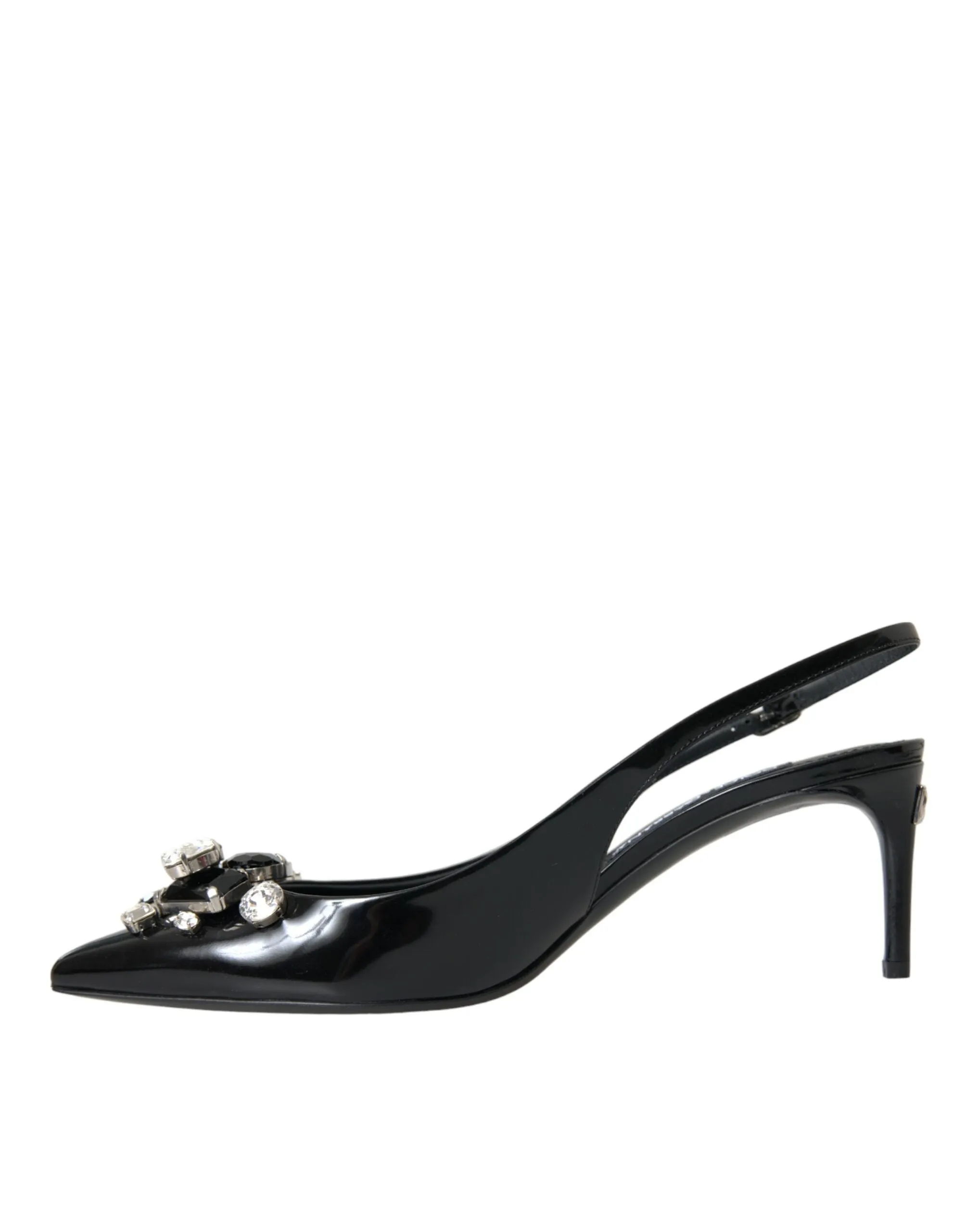 Black Patent Leather Crystal Slingback Shoes sold by Louxly product image thumbnail 5