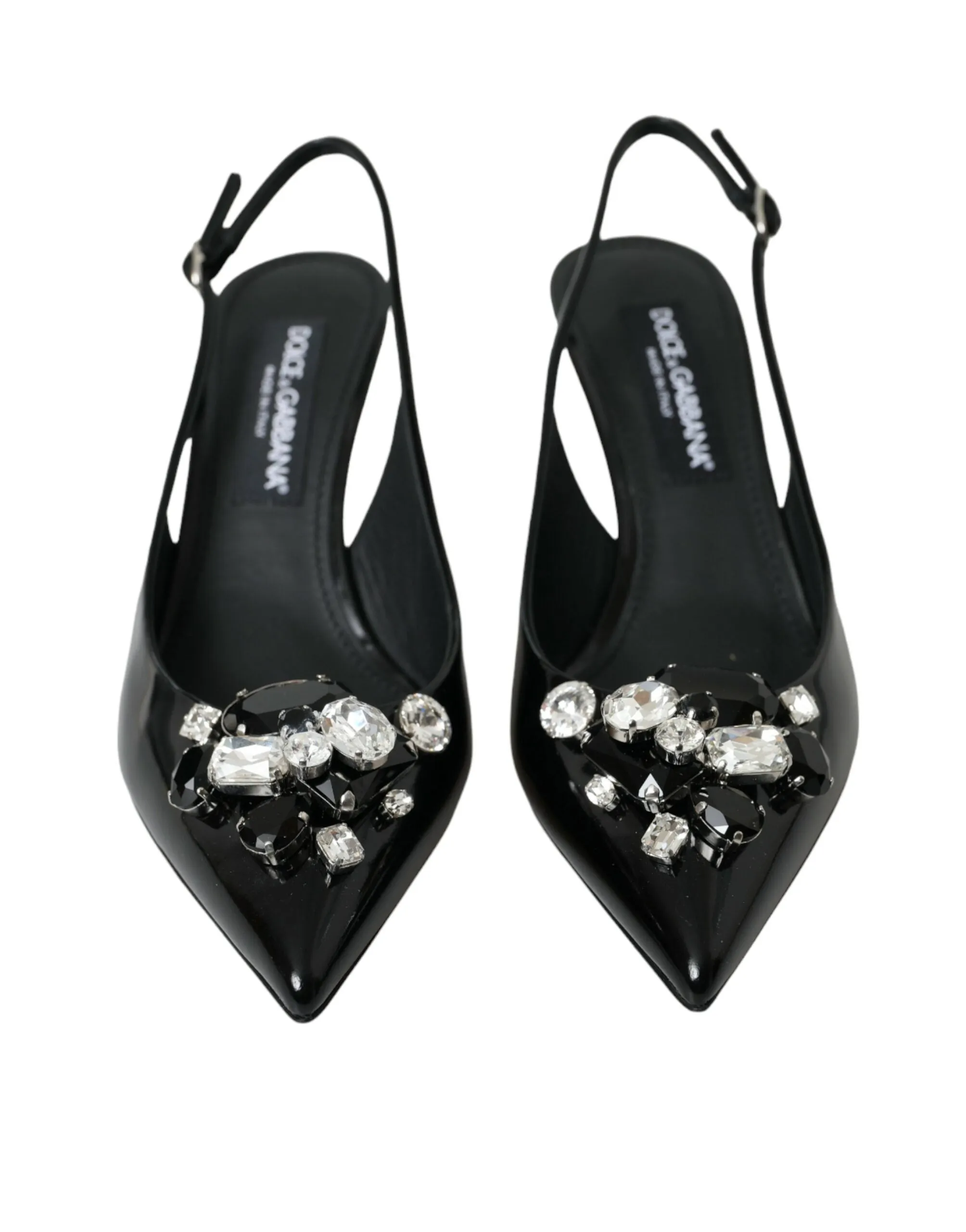 Black Patent Leather Crystal Slingback Shoes sold by Louxly product image thumbnail 2