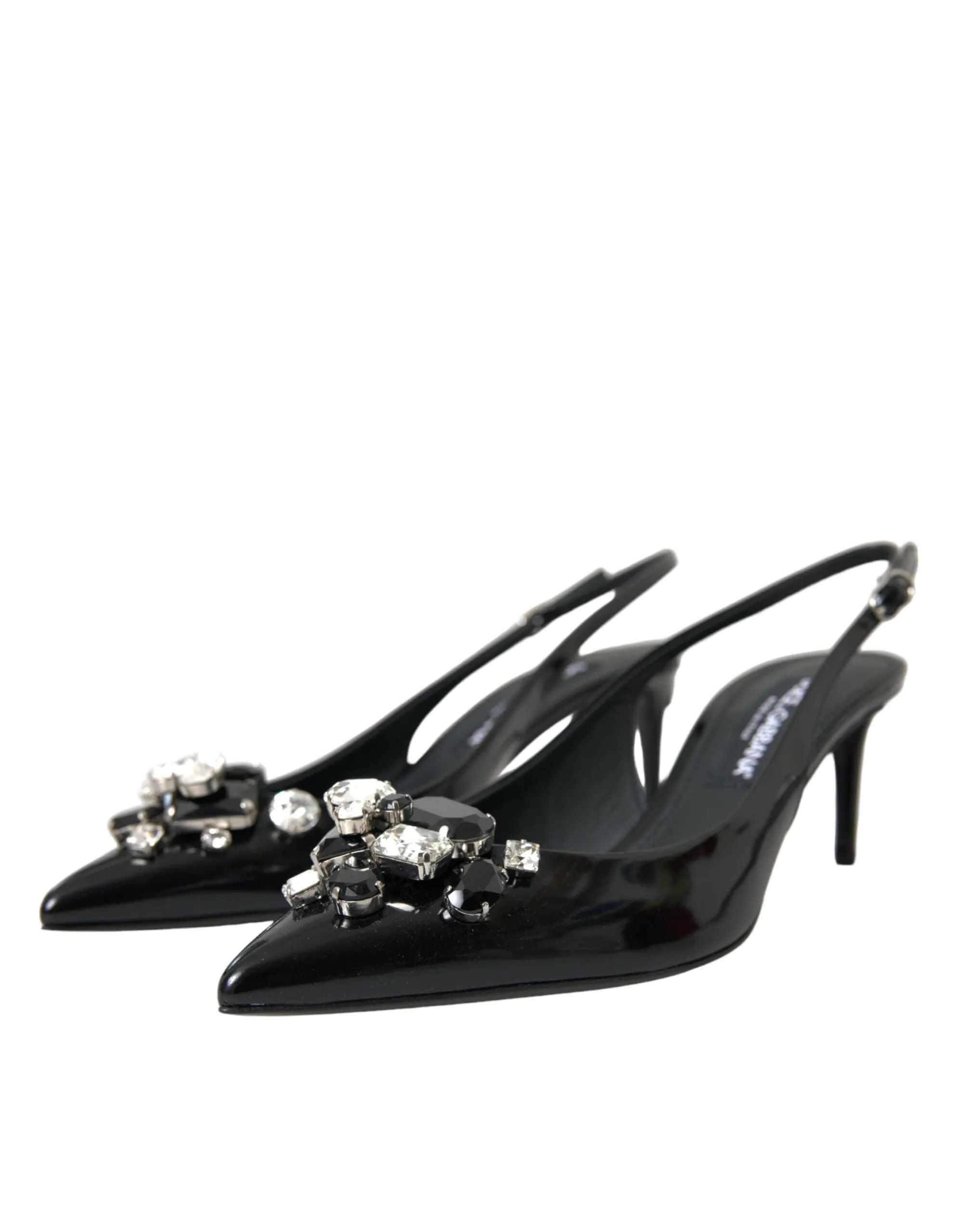Black Patent Leather Crystal Slingback Shoes sold by Louxly product image thumbnail 3