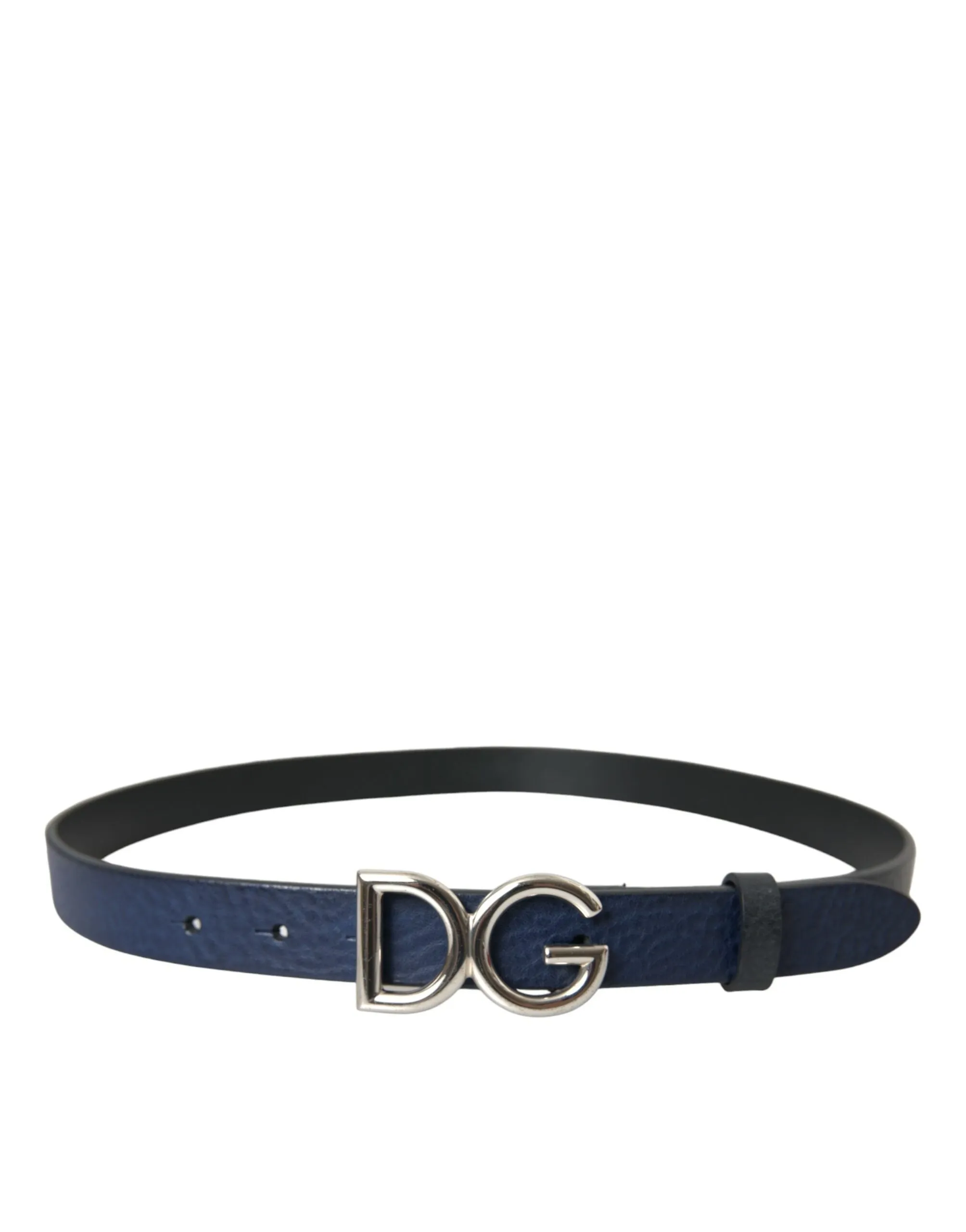Blue Leather Silver Metal Logo Buckle Belt Men sold by Louxly product image thumbnail 3