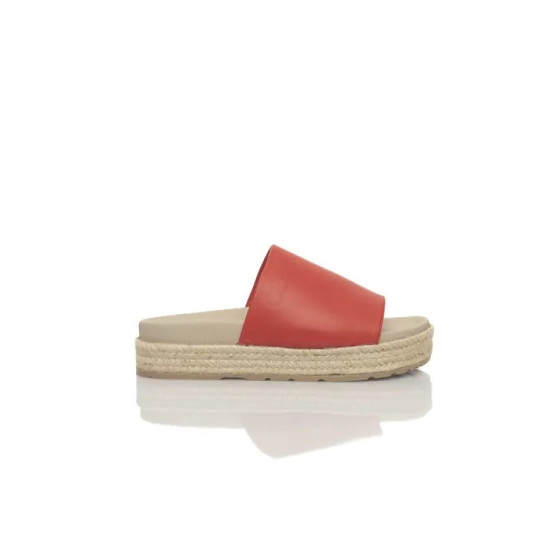 Red Calf Leather Women Sandal sold by Louxly