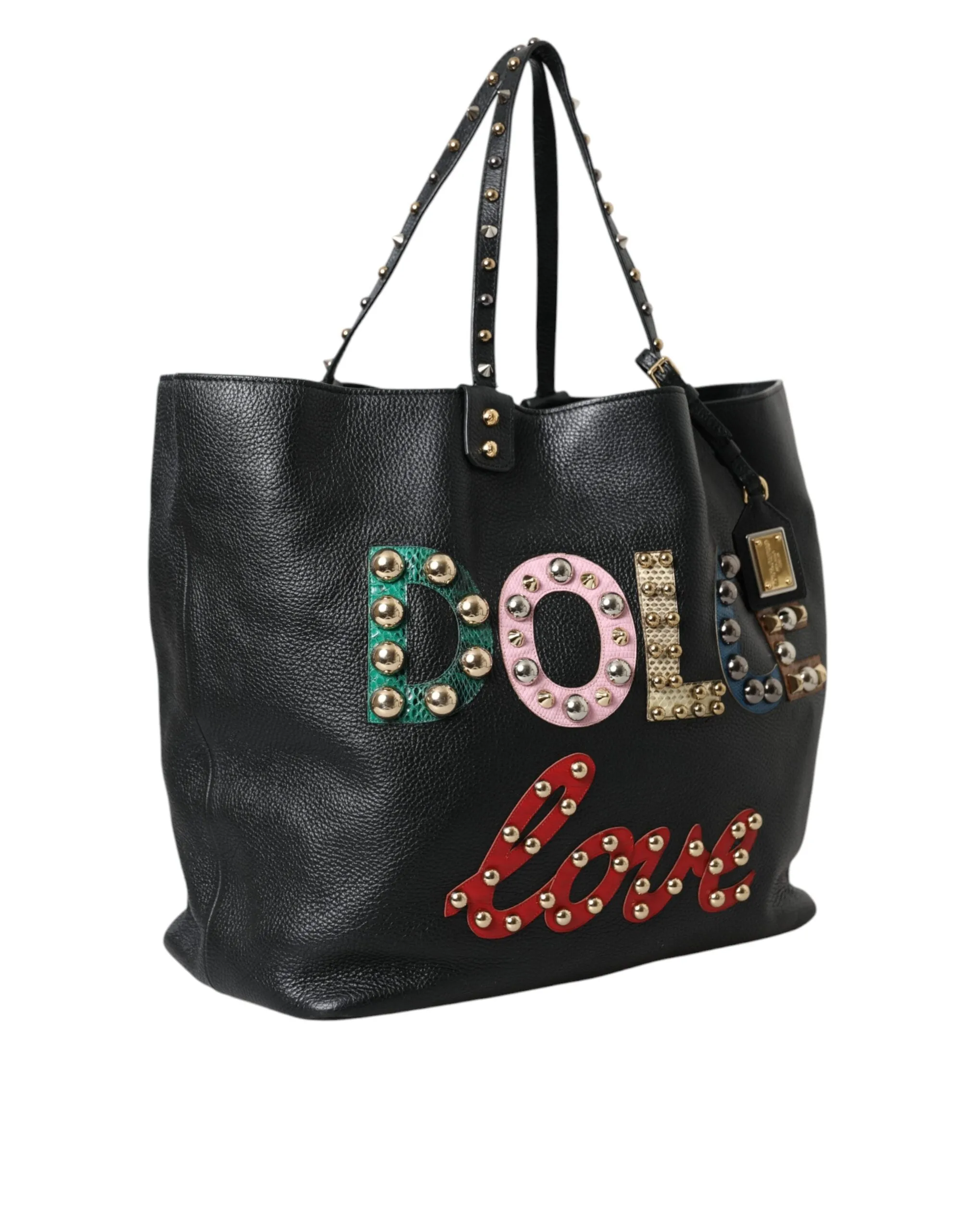 Black BEATRICE Leather Embellished Shopping Tote Bag sold by Louxly product image thumbnail 3