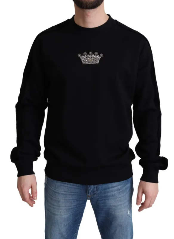 Black Cotton Crown Pullover Mens Sweater sold by Louxly