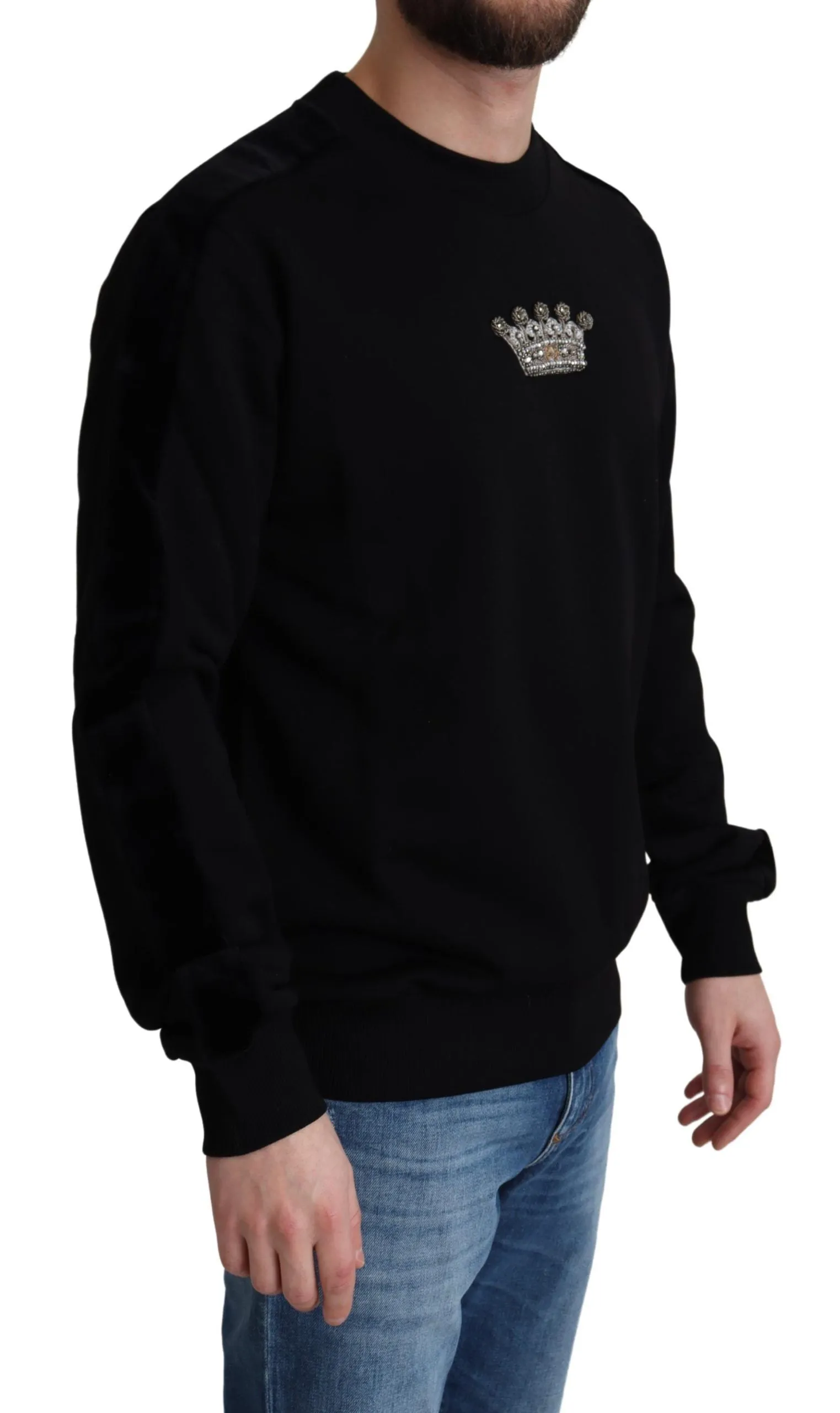 Black Cotton Crown Pullover Mens Sweater sold by Louxly product image thumbnail 3
