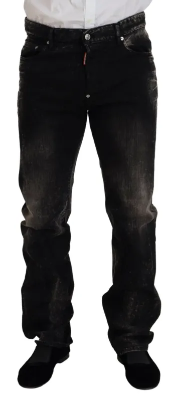 Black Washed Cotton Straight Fit Casual Denim Jeans sold by Louxly