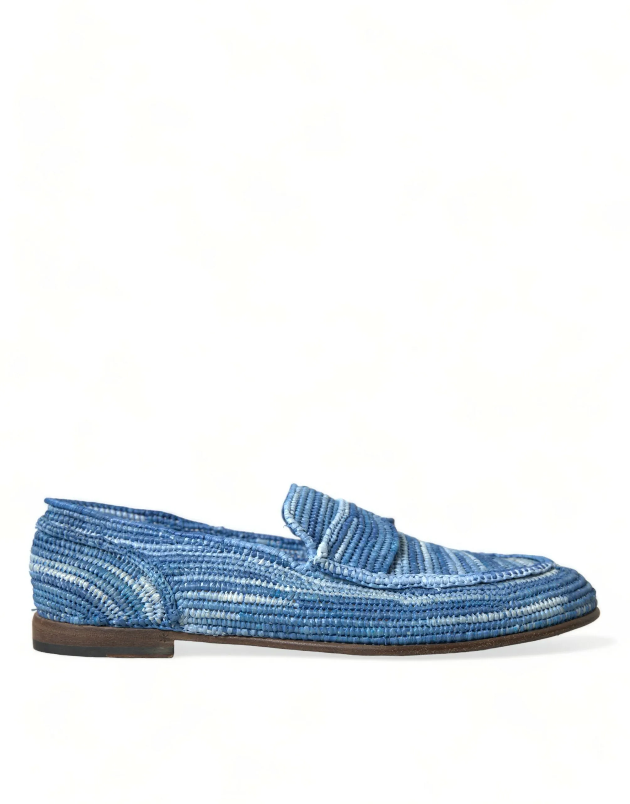 Elegant Blue Raffia Slip-On Loafers sold by Louxly