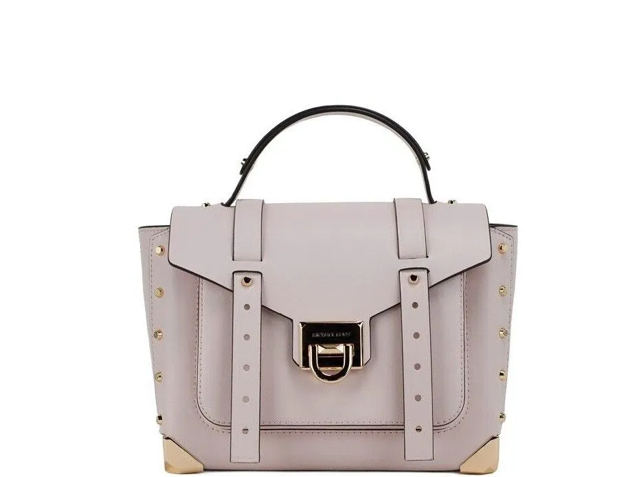 Manhattan Medium Powder Blush Leather Top Handle Satchel Handbag sold by Louxly