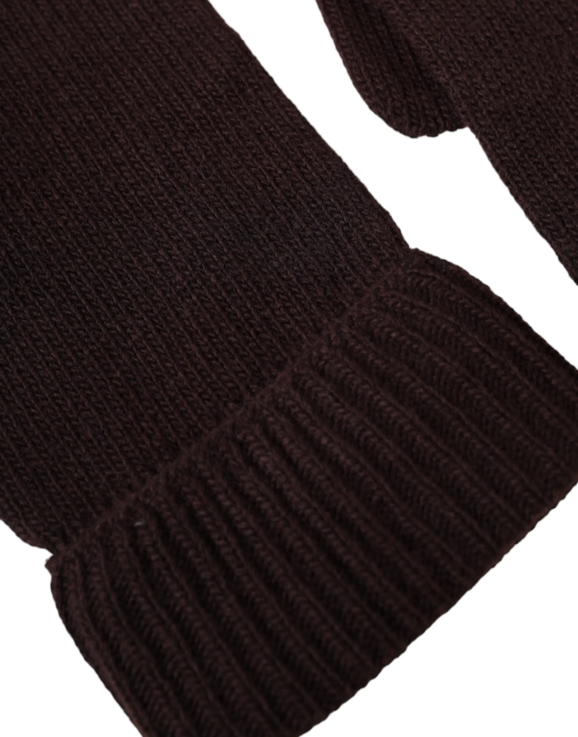 Brown Wool Knitted Wrist Length Gloves sold by Louxly product image thumbnail 4