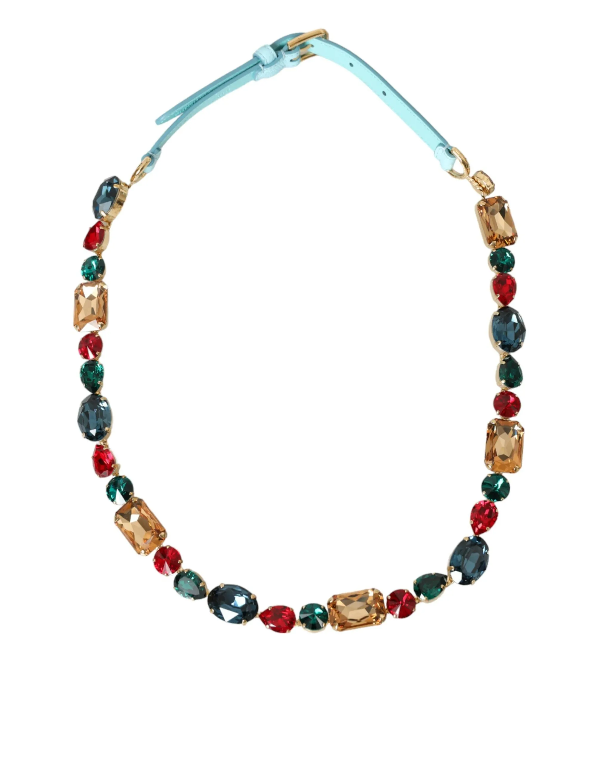 Light Blue Leather Crystal Chain Waist Belt sold by Louxly product image thumbnail 2