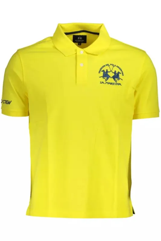 Elegant Yellow Cotton Polo Shirt sold by Louxly