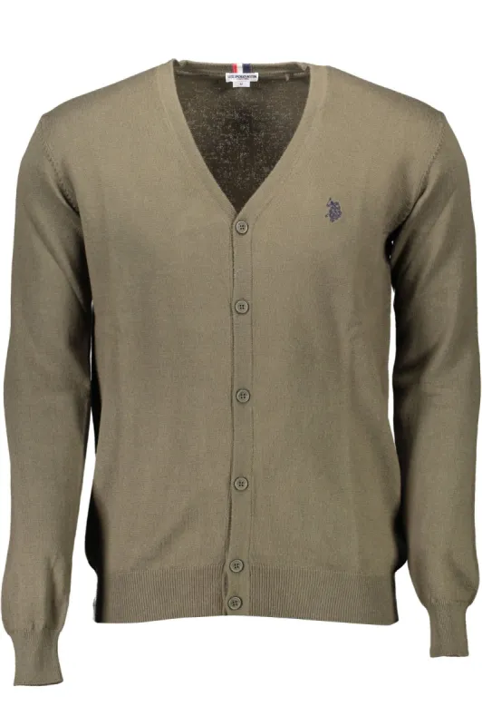 V-Neck Cotton Cashmere Cardigan in Green sold by Louxly