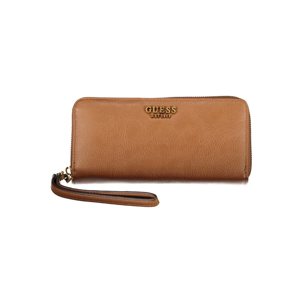 Elegant Brown Zip Wallet with Multiple Compartments sold by Louxly