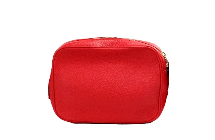 Small Branded Bright Red Grainy Leather Camera Crossbody Bag sold by Louxly product image thumbnail 5