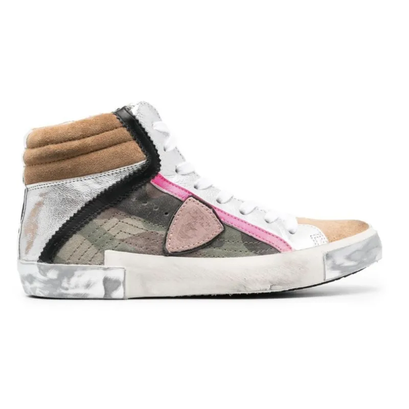 Army Green High-Top Sneakers with Leather Accents sold by Louxly