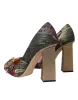 Multicolor Floral Jacquard Crystal Heels Pumps Shoes sold by Louxly