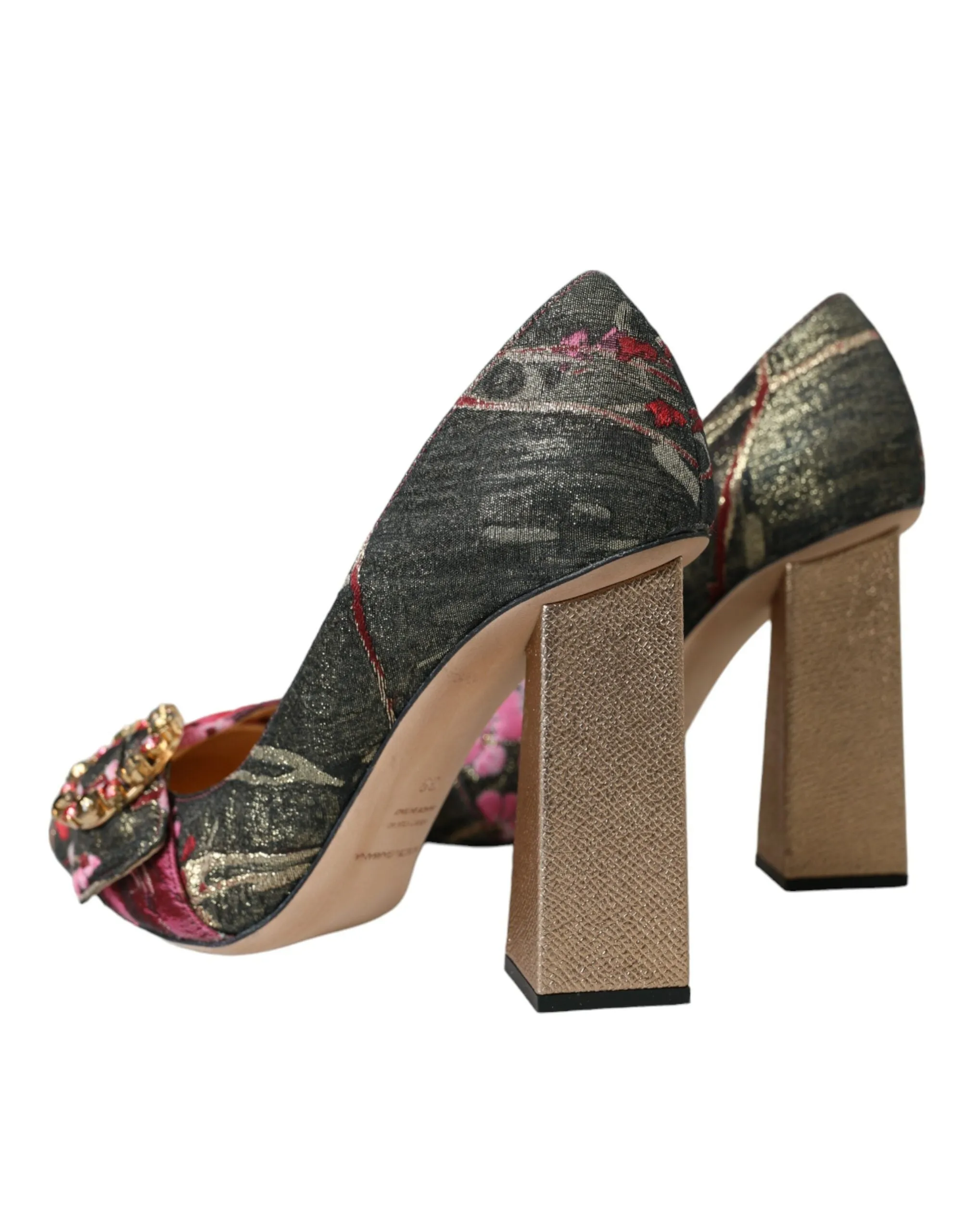 Multicolor Floral Jacquard Crystal Heels Pumps Shoes sold by Louxly product image thumbnail 4