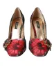 Multicolor Floral Jacquard Crystal Heels Pumps Shoes sold by Louxly