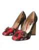 Multicolor Floral Jacquard Crystal Heels Pumps Shoes sold by Louxly