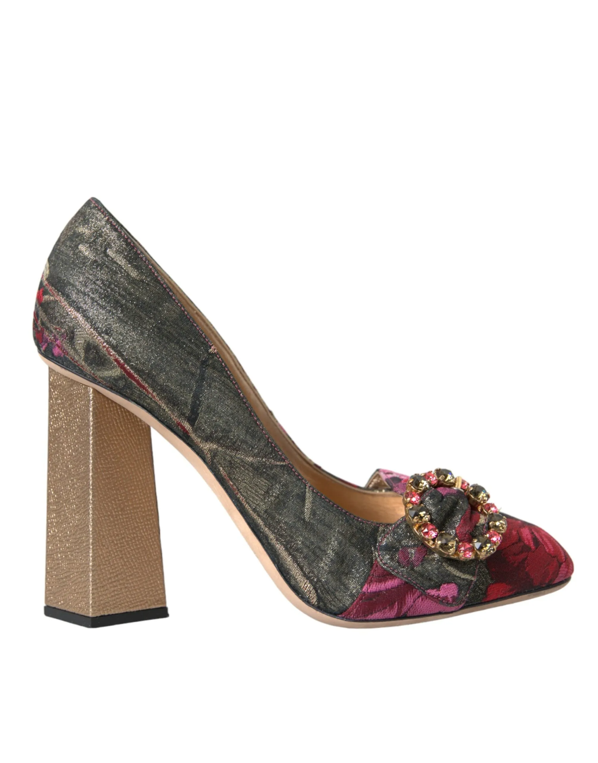 Multicolor Floral Jacquard Crystal Heels Pumps Shoes sold by Louxly
