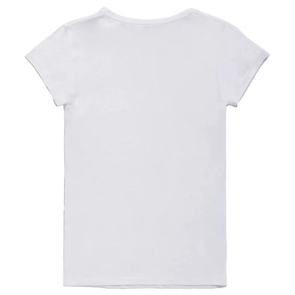 Elegant V-Neck Logo Tee in Pristine White sold by Louxly product image thumbnail 2
